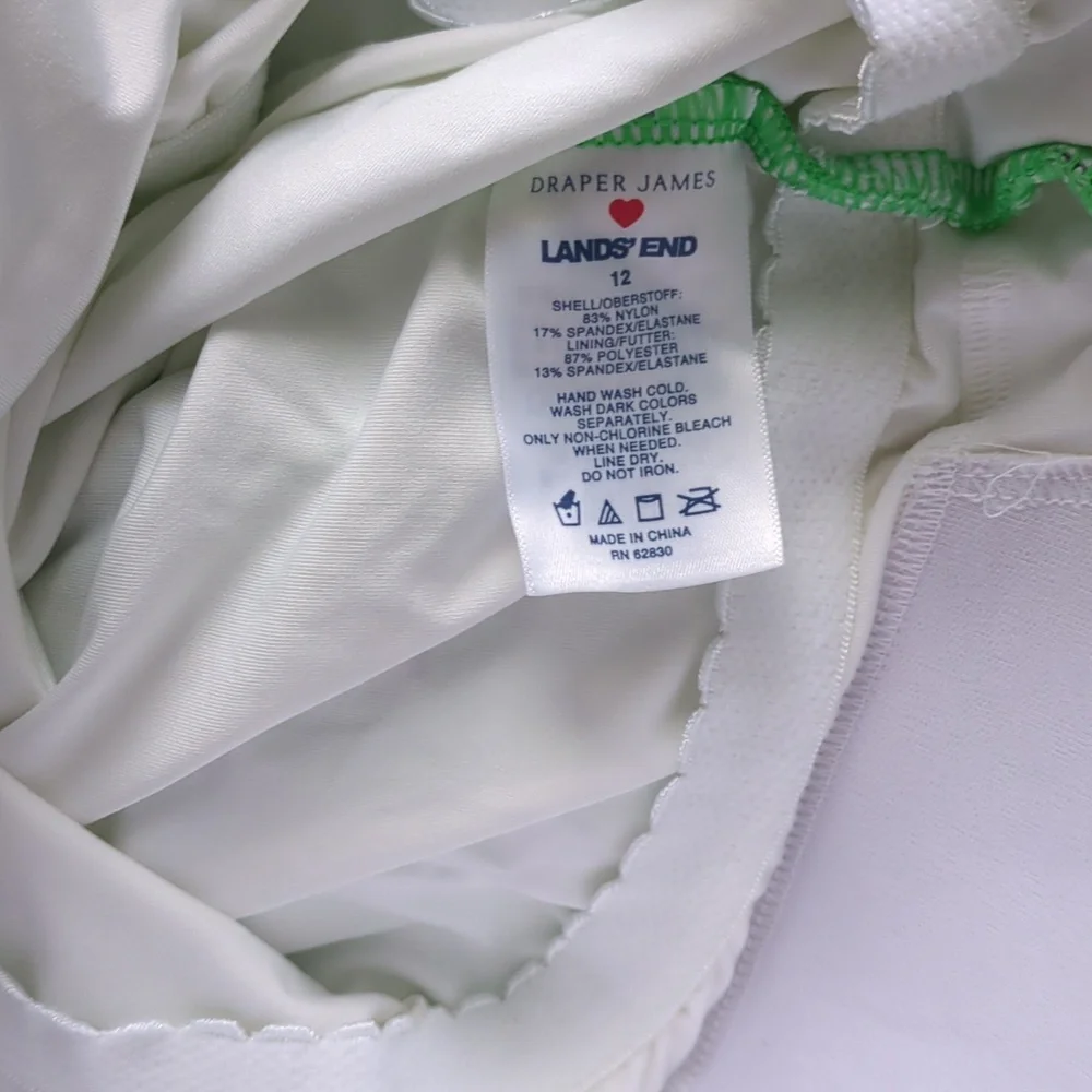 EUC Sz 12 Draper James Lands End Green Floral Swimsuit Smocked Convertible Strap